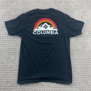Columbia Sportswear Shirt Men Medium M Black Cotton Graphic Print Activewear Tee